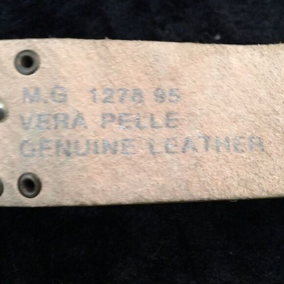 Vera Pelle Authentic Leather Metal Stone Croc Belt‎ main image 5